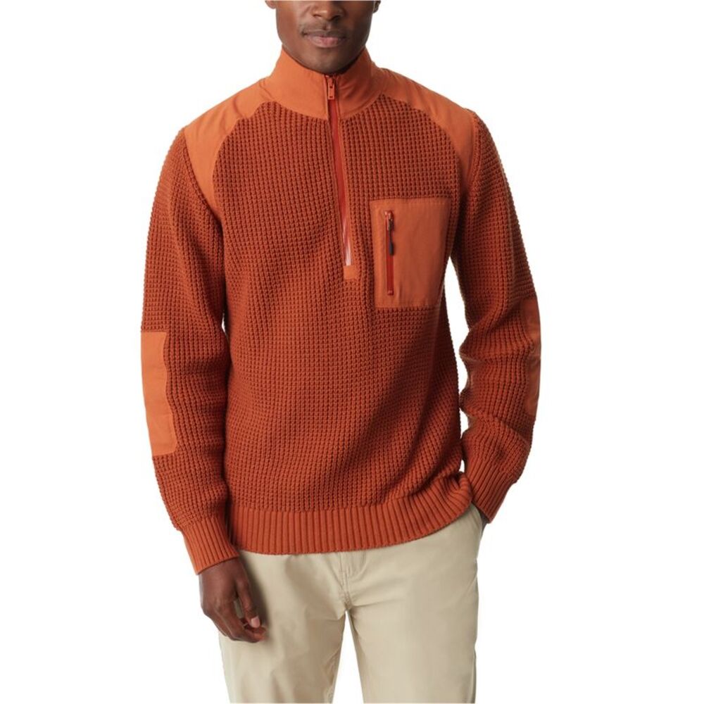 BASS OUTDOOR Mens Quarter Zip Patch Pullover Sweater, NWT